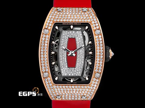RICHARD MILLE 理查德•米勒 RM&nbsp; RM07-01&nbsp;紅唇 18K玫瑰金材質 原廠鑲嵌鑽石面盤、錶圈、錶扣&nbsp;錶腹鑲嵌宛如雪花般的頂級鑽石 2025年保單&nbsp;自動上鏈 45.66 x 31.40mm