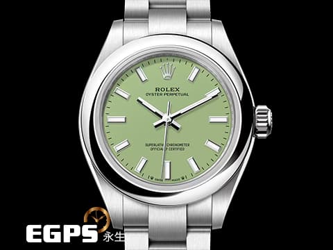 ROLEX 勞力士 Oyster Perpetual 28 經典 蠔式恆動型 276200 最新款 開心果綠色噴漆面盤&nbsp;OP28 不鏽鋼 2025年保卡 自動上鍊 28mm
