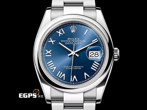 ROLEX 勞力士 Datejust 36 蠔式日誌型 126200&nbsp;DJ36 不鏽鋼材質&nbsp;藍色面盤 羅馬數字時標 2026年保卡 蠔式（Oyster）三節錶帶 自動上鍊 36mm