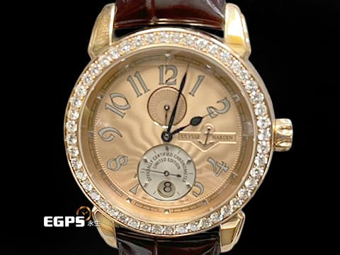 UlysseNardin雅典錶 Ulysse I Limited Edition 272-82/C-R 18K玫瑰金材質 精鑲鑽石錶框 香檳金色扭索紋錶盤 限量500只&nbsp;自動上鍊 45mm