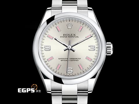 ROLEX 勞力士 177200 Oyster Perpetual OP 31 香檳銀面盤 粉色夜光時標 蠔式恆動&nbsp;不鏽鋼材質 自動上鍊 31mm