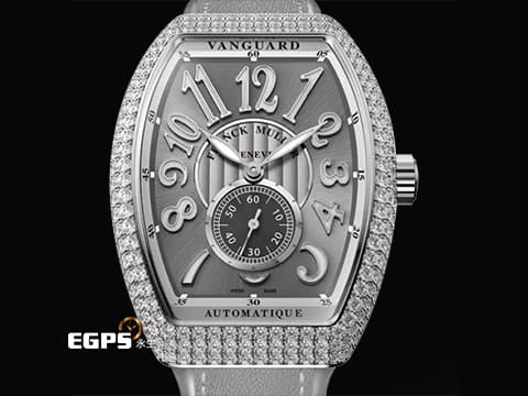Franck Muller 法蘭穆勒 FM Vanguard Lady Slim Vintage V35 S 銀灰色面盤 原廠鑲嵌308顆頂級天然美鑽（約4.44克拉）小秒針 不鏽鋼材質&nbsp;2025年保單 自動上鍊 35x46.3mm