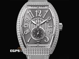 Franck Muller 法蘭穆勒 FM Vanguard Lady Slim Vintage V35 S <font color="#05f0f0">銀灰色面盤 原廠鑲嵌308顆頂級天然美鑽（約4.44克拉）</font>小秒針 不鏽鋼材質&nbsp;<font color="#ff0000">2025年保單</font> 自動上鍊 35x46.3mm