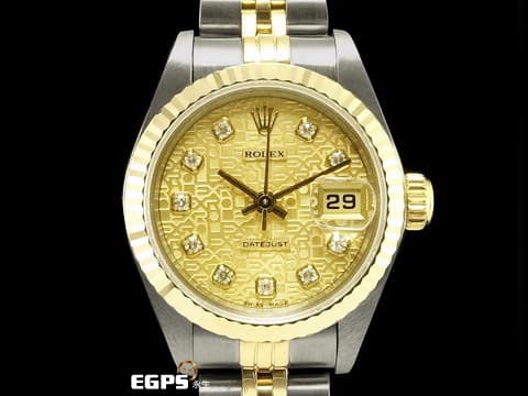 ROLEX 勞力士 Lady-Datejust 69173 金色紀念面盤 原廠鑽石時標 台灣公司貨 配件齊全 自動上鍊 26mm