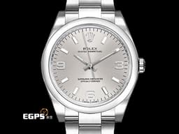 ROLEX 勞力士 Oyster Perpetual 蠔式恆動型 114200 銀色面盤 大三針 OP34 中型&nbsp;<font color="#ff0000">經典3 6 9數字時標&nbsp;2018年保卡</font> 自動上鏈 34mm