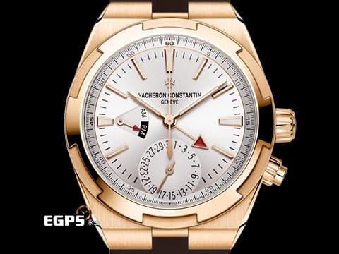 Vacheron Constantin 江詩丹頓 VC錶 Overseas Dual Time 縱橫四海 7920V/000R-B336 玫瑰金材質 日內瓦印記&nbsp;7920 V&nbsp;兩地時間 日夜顯示&nbsp;2024年保單 易拆卸替換錶帶裝置 自動上鍊 41mm