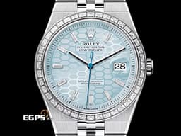 ROLEX 勞力士 Land-Dweller 127386 PT950 鉑金材質&nbsp;<font color="#fa00fa">最新系列 陸行者 勞力士數一數二的透背錶款</font><font color="#05f0f0"> 醇冰藍色蜂巢圖案錶面 原廠鑲嵌鑽石錶圈、梯形鑽石時標</font>&nbsp;<font color="#FF0000">2026年保卡 纖薄紀念型（Flat Jubilee）錶帶</font>&nbsp;自動上鍊 40mm
