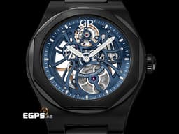 Girard-Perregaux 芝柏 GP錶 Laureato Skeleton 桂冠系列 81015-32-432-32A<font color="#fa00fa">&nbsp;</font><font color="#0582f5">黑色陶瓷材質 藍色鏤空面盤</font>&nbsp;<font color="#FF0000">2021年保卡&nbsp;</font>自動上鍊 42mm