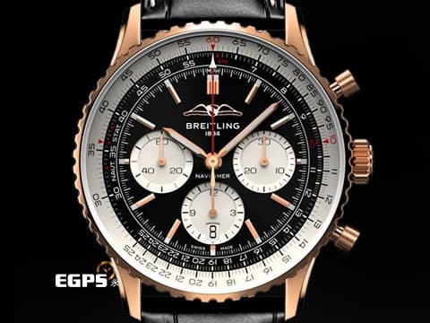 Breitling百年靈 Navitimer B01 Chronograph 43 RB0138211B1P1 18K紅金材質 Navitimer 飛行滑尺 最具收藏價值 原廠膠膜保留 2026年&nbsp;自動上鍊 43mm