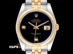 ROLEX 勞力士 Datejust 36 蠔式日誌型 116233 2RB 18K黃金材質 半金款<font color="#ff0000">&nbsp;</font><font color="#05f0f0">稀有黑瑪瑙 69鑽標 無字特殊面盤 無字天書</font><font color="#ff0000">&nbsp;</font>DJ36 經典三角坑紋錶圈&nbsp;自動上鏈 36mm<font color="#ff0000"> 數量不多值的收藏。</font>