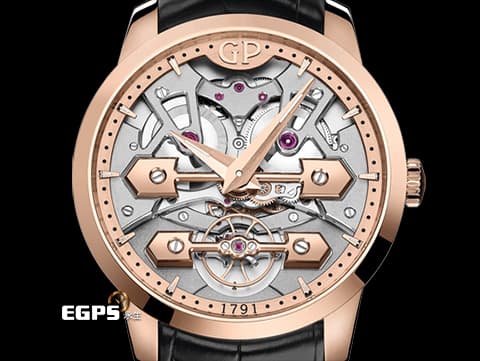 Girard-Perregaux 芝柏 GP錶 Classic Bridges 系列 86000-52-001-BB6A 經典 金橋 玫瑰金 鏤空面盤 鉑金微型自動盤&nbsp;2022年台灣公司貨&nbsp;自動上鍊 45mm