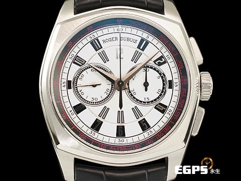 ROGER DUBUIS 羅杰杜彼 La Monegasque 玩家系列 RDDBMG0009 微型自動盤 86300 不鏽鋼材質 白色面盤 摺疊帶扣 計時碼錶 自動上鏈 2025年保卡 日內瓦印記&nbsp;44mm