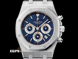 Audemars Piguet AP錶 愛彼錶 Royal Oak  皇家橡樹 26300ST.OO.1110ST.07 <font color="#0582f5">藍色面盤 </font><font color="#fd9330">橘色秒針、計時指針、刻度</font>&nbsp;計時碼錶 不鏽鋼材質 鍊帶款 自動上鍊 39mm