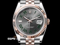ROLEX 勞力士 Datejust 36 蠔式日誌型 126231 玫瑰金 半金款&nbsp;<font color="#009100">綠羅馬時標面盤</font> DJ36 經典三角坑紋錶圈 <font color="#FF0000">2023年保單 紀念型（Jubilee）五銖錶帶</font> 自動上鍊 36mm