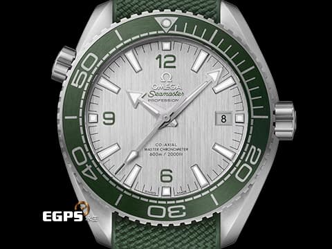 OMEGA 歐米茄 Seamaster Planet Ocean 600 海馬 宇宙海洋 215.32.44.21.06.001 磨砂不鏽鋼材質 綠色磨砂陶瓷單向旋轉錶圈&nbsp;同軸擒縱 2026年保卡&nbsp;潛水錶 自動上鍊 43.5mm