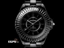 CHANEL 香奈兒 J12 Caliber 12.2 Edition 1 系列 H6784 黑陶瓷 長階梯形黑色漆面藍寶石陶瓷外圈&nbsp;<font color="#cac4c4">錶冠鑲嵌約011克拉鑽石</font> 大三針 <font color="#ff0000">全球限量555只 2022年保卡</font> 自動上鏈 33mm