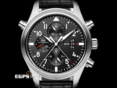 IWC 萬國 Pilot's 飛行員系列腕錶 IW377801 不鏽鋼材質 啞黑色儀表板風格面盤 星期日期顯示窗 雙追針  計時碼錶 2017年保卡 自動上鏈 46mm