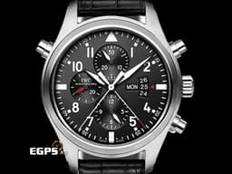 IWC 萬國 Pilot's 飛行員系列腕錶 IW377801 不鏽鋼材質 <font color="#0582f5">啞黑色儀表板風格面盤 星期日期顯示窗 雙追針  計時碼錶</font> <font color="#ff0000">2017年保卡</font> 自動上鏈 46mm