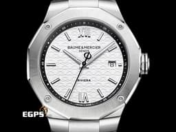 BAUME &amp; MERCIER 名士 Riviera M0A10829 <font color="#05f0f0">Super-LumiNova 夜光塗層</font>&nbsp;<font color="#0582f5">純白色波浪紋錶盤&nbsp;</font>&nbsp;<font color="#FF0000">2025年保卡 快拆功能系統</font>&nbsp;自動上鏈 42mm