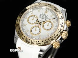 ROLEX 勞力士 Cosmograph Daytona 宇宙計時型 迪通拿 126503 計時碼表 <font color="#F0F0F0">白色面盤</font>&nbsp;<font color="#f1e1b5">金色計時圈</font> 半金款 <font color="#dad7d7">搭配Vagenari 橡膠錶帶&nbsp;</font>18K黃金 <font color="#FF0000">新款4131機芯 2024年保卡</font> 賽車錶 自動上鍊 40mm