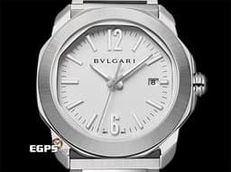 BVLGARI 寶格麗 Octo Roma 103738 不鏽鋼材質 <font color="#e0fdff">巴黎釘紋白色錶盤 快拆功能錶帶 自由切換鏈帶、膠帶風格搭配</font><font color="#FF0000">&nbsp;2025年保卡</font>&nbsp;自動上鍊 41mm