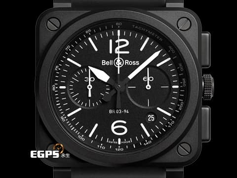 Bell &amp; Ross 柏萊士 Chrono Black Matte BR03-94 霧面黑色陶瓷材質&nbsp;2020年保卡&nbsp;計時功能 自動上鏈 42mm