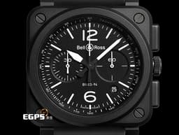 Bell &amp; Ross 柏萊士 Chrono Black Matte BR03-94 <font color="#05f0f0">霧面黑色陶瓷材質</font>&nbsp;<font color="#FF0000">2020年保卡</font>&nbsp;計時功能 自動上鏈 42mm