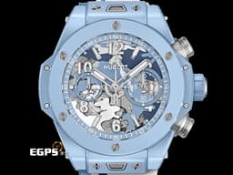 Hublot 宇舶 Big Bang Unico 大爆炸 Sky Blue Camo <font color="#86d1ea">天藍迷彩&nbsp;藍陶瓷 鏤空面盤</font> 421.EX.0190.RX.JCAM 三日鍊 飛返 計時碼錶&nbsp;<font color="#ff0000">限量100只&nbsp;</font><font color="#FF0000" style="">2023年電子保單<font color="#70cce1">&nbsp;</font></font>自動上鍊 44mm