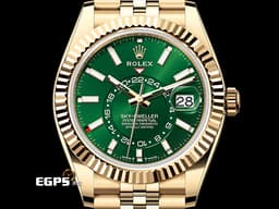 ROLEX 勞力士 Sky-Dweller 336938 天行者 18K黃金材質 <font color="#6af66d">年曆錶 2025年最新款式 亮綠色面盤天行者</font><font color="#FF0000">&nbsp;紀念型（Jubilee）五銖錶帶</font> 自動上鍊 <font color="#FFFF33"></font> 42mm