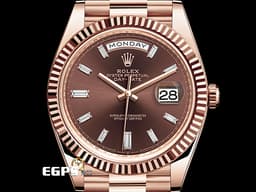 ROLEX 勞力士 DAY DATE 星期日曆型 DD 40 蠔式&nbsp; 228235A <font color="#D2691E">頂級最高規格巧克力面盤 原廠鑽石時標</font><font color="#FF77FF"> ROLEX專屬永恆玫瑰金~搭配傳統典雅總統帶~</font>228235 <font color="#FF0000">2025年新式保卡</font><font color="#FFFF33">&nbsp;</font>自動上鍊 40mm