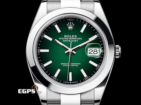 ROLEX 勞力士 Datejust 41 蠔式日誌型 DJ41 126300 不鏽鋼材質 Green Ombre&nbsp;漸層綠色 2026年木質保卡&nbsp;自動上鍊 41mm