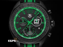 TAG HEUER 泰格豪雅 F1系列 Formula 1 CAZ1113.FC8189 黑色PVD不鏽鋼材質 <font color="#12af32">黑色格紋面盤搭配綠色指針、時標、刻度</font>&nbsp;<font color="#05f0f0">1/10秒計時功能</font>&nbsp;<font color="#ff0000">2026年保卡</font> 石英機芯 42mm