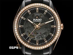 RADO 雷達 Hyperchrome 皓星系列 R32029152 黑色陶瓷材質&nbsp;<font color="#05f0f0">原廠鑲嵌鑽石錶圈 鏤空面盤</font> <font color="#FF0000">2024年保單</font> 自動上鍊 47.8 x 42mm