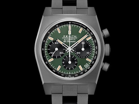 ZENITH 真力時 CHRONOMASTER 97.T384.400 Revival Safari復刻版 啞光微噴砂鈦金屬材質 「Ladder」錶鏈 深綠色熊貓錶盤 米色螢光指針及時標&nbsp;2025年保卡 專賣店限定款 僅收藏未使用品&nbsp;自動上鍊 37mm