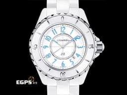 CHANEL 香奈兒 J12 BLUE LIGHT H3826 白色陶瓷材質&nbsp;<font color="#0582f5">藍色夜光數字時標</font> <font color="#ff0000">全球限量2000只</font>&nbsp;石英機芯 33mm