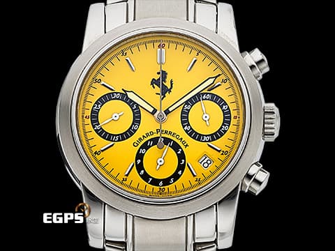 Girard-Perregaux 芝柏 GP Pour Ferrari 8020 不鏽鋼材質 法拉利LOGO黃色面盤&nbsp;&nbsp;自動上鍊 38mm