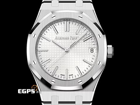 Audemars Piguet 愛彼 AP Royal Oak 皇家橡樹 15510ST.OO.1320ST.08 不鏽鋼材質 鍊帶款  2025年保卡 已貼膜&nbsp;經典銀白色格紋面盤&nbsp;AP字樣自動盤&nbsp;自動上鍊 41mm