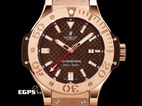 Hublot 宇舶 BIG BANG系列 322.PC.1001.RX 18K玫瑰金材質 棕色格紋面盤&nbsp;&nbsp;整支重約6.24兩 台灣公司貨 新錶訂價約：1,223,600元&nbsp;自動上鍊 48mm