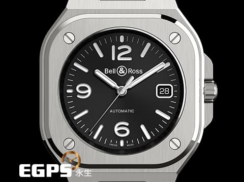 Bell &amp; Ross 柏萊士 Urban系列 BR-05 Black Steel 不鏽鋼 BR05A-BL-ST/SST 大三針&nbsp;2025年保單&nbsp;自動上鍊 40mm