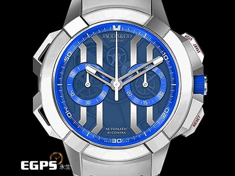 Jacob &amp; Co 捷克豹 傑克寶 Epic X Chrono Titanium 藍色鏤空面盤 EC430.20.AB.AA.ABRUA 鈦金屬 白色陶瓷 計時碼錶&nbsp;2026年保單&nbsp;自動上鍊 44mm