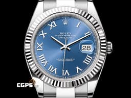 ROLEX 勞力士 Datejust 41 蠔式日誌型 126334 <font color="#0066FF">天藍色面盤 經典羅馬數字時標</font> DJ41 經典三角坑紋錶圈 <font color="#FF0000">2021年保卡 蠔式（Oyster）三節錶帶</font> 自動上鍊 41mm