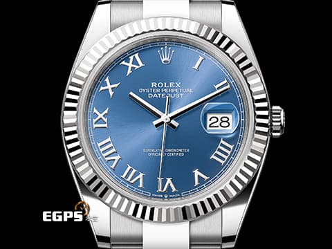 ROLEX 勞力士 Datejust 41 蠔式日誌型 126334 天藍色面盤 經典羅馬數字時標 DJ41 經典三角坑紋錶圈 2021年保卡 蠔式（Oyster）三節錶帶 自動上鍊 41mm