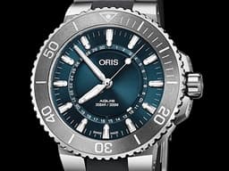 ORIS 豪利時  AQUIS 時間之海 生命之源 01 733 7730 4125-Set RS 不鏽鋼材質&nbsp;<font color="#05f0f0">錶背鐫刻萊茵河地圖 藍色面盤</font>&nbsp;<font color="#ff0000">全球限量2343只</font>&nbsp;自動上鏈&nbsp; 43mm