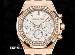 Audemars Piguet 愛彼 AP錶 Royal Oak&nbsp;<span style="font-size: 10pt;">Selfwinding 皇家橡樹 26715OR.ZZ.1356OR.01 18K玫瑰金材質 </span><font color="#f9e6b4" style="font-size: 10pt;">原廠鑲嵌40鑽石錶圈（約0.92克拉）鐫刻「Grande Tapisserie」大型格紋裝飾圖案銀色錶面</font><span style="font-size: 10pt;">&nbsp;</span><font color="#ff0000" style="font-size: 10pt;">2024年保卡</font><span style="font-size: 10pt;">&nbsp;自動上鍊 38mm</span>