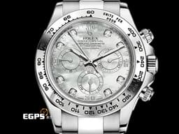 ROELX 勞力士 Cosmograph Daytona 宇宙計時型 迪通拿 116509 <font color="#ff0000">原廠鑽石時標&nbsp;珍珠貝母鑲鑽面盤</font>&nbsp;計時碼表 18K白金材質 賽車錶 自動上鍊 40mm