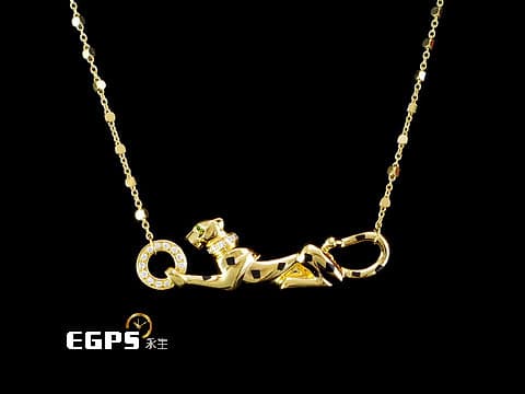 Cartier 卡地亞 Panthère de Cartier 美洲豹吊墜 黃K金 鑲鑽 項鍊 精品 B7224734 送禮首選  精品項鍊