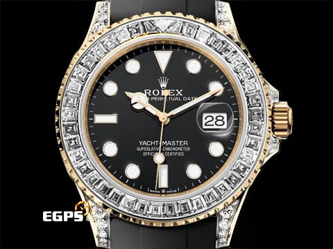 ROLEX 勞力士 Yacht-Master VIP隱藏款&nbsp; &nbsp;滿鑽錶殼&nbsp;產量稀少 一錶難求 18K黃金錶殼 鑲嵌 遊艇名仕型 226668 TBR&nbsp;&nbsp;VIP 特殊 隱藏款 霸氣十足 2025年7月保卡&nbsp;自動上鍊 42mm