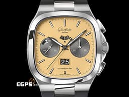 Glashutte Original 格拉蘇蒂 Seventies Chronograph Panorama Date<font color="#fdebba">「Golden Bay」海灣金面盤 限量100支</font>&nbsp;復古系列 1-37-02-14-02-63 不鏽鋼 飛返 計時碼表 動能顯示&nbsp;<font color="#FF0000">2023年台灣公司貨 另附原廠不鏽鋼錶帶</font>&nbsp;自動上鍊 40mm