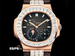 Patek philippe 百達翡麗 PP錶 Nautilus 鸚鵡螺 金鷹系列 5712R-001 18K玫瑰金材質  <font color="#05f0f0"> 精鑲大梯鑽框 絕版日內瓦印記</font><font color="#FF0000"> </font><font color="#05f0f0">月相盈虧 動能顯示</font>&nbsp;<font color="#ff0000">附原廠出廠證明單</font> 自動上鍊43x38mm