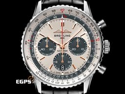 BREITLING 百年靈 Navitimer B01 Chronograph 43 航空計時 AB01382 AB0138241G1P1 不鏽鋼材質 計時碼表 <font color="#fff2e5">米白色熊貓面盤</font> <font color="#FF0000">2024年保單 經典環形飛行滑尺 百年靈自製01機芯</font> 自動上鍊 43mm